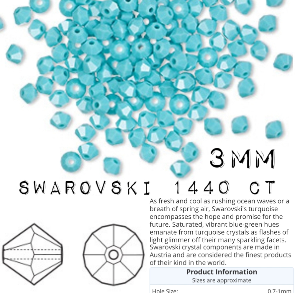 1440 Swarovski Turquoise 5301 Bicone Beads 3mm Opaque